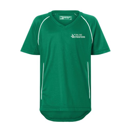 Sportliches Kinder-T-Shirt mit V-Ausschnitt und kurzen �rmeln.