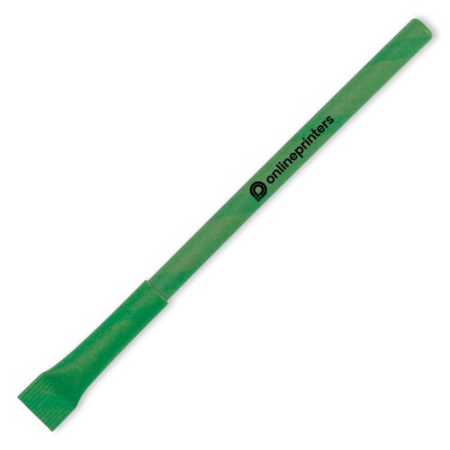 Grner Papp-Kugelschreiber mit glatter Oberflche.