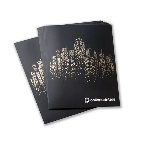 Papier-Flyer mit partiellem Heifoliendruck.