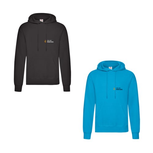 Herren Hoodie aus Stoff mit Kapuze und Kngurutasche.