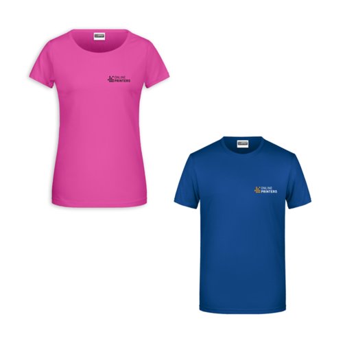 Pinkes Baumwoll-T-Shirt mit kurzen rmeln.