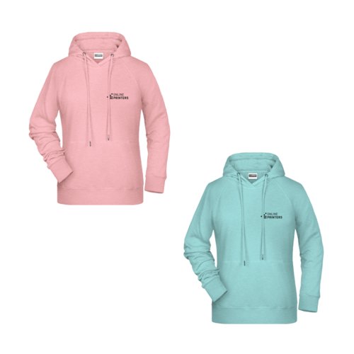 Bio-Baumwoll-Hoodie fr Damen mit Kapuze und Kordelzug.