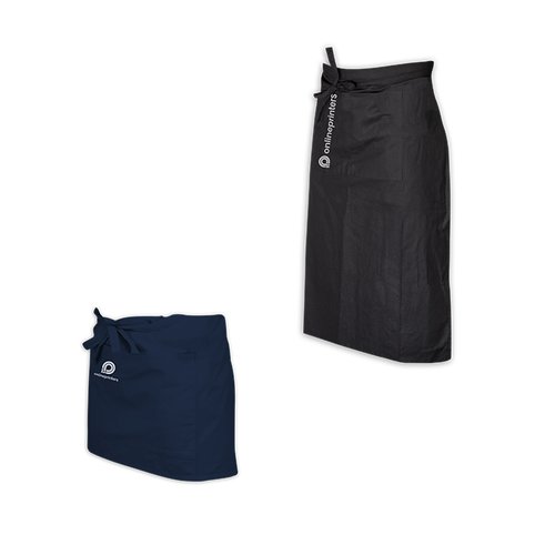 Textil-Schrze zum Binden mit aufgesetzter Tasche.