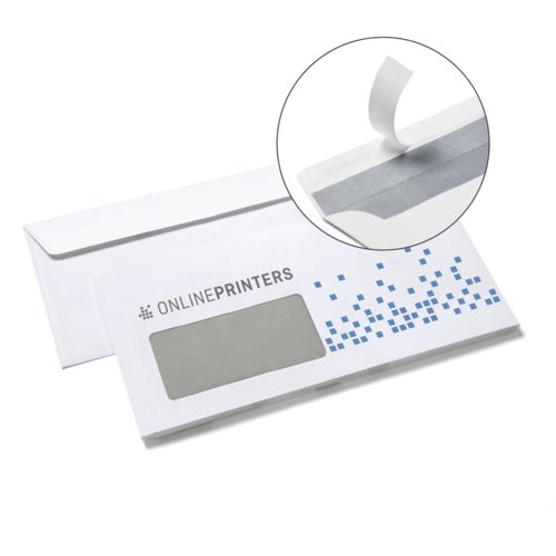 Papier-Briefumschlag mit Fenster und Klebestreifen.