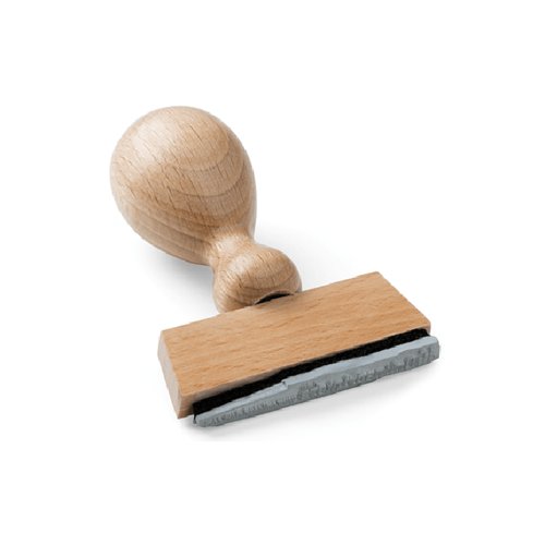 Holzstempel mit Griff.