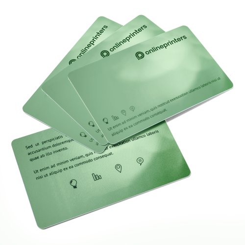Grne Plastikkarten mit abgerundeten Ecken.