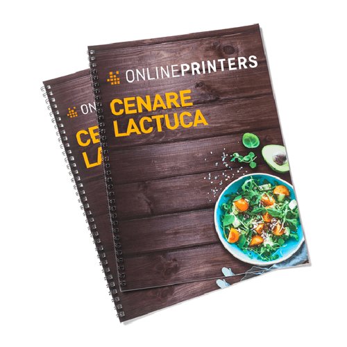 Speisekarte mit Papierseiten und Spiralbindung.