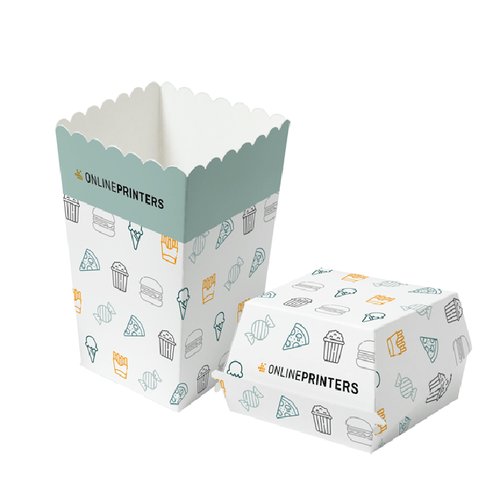 Papier Lebensmittelverpackungen in verschiedenen Formen.
