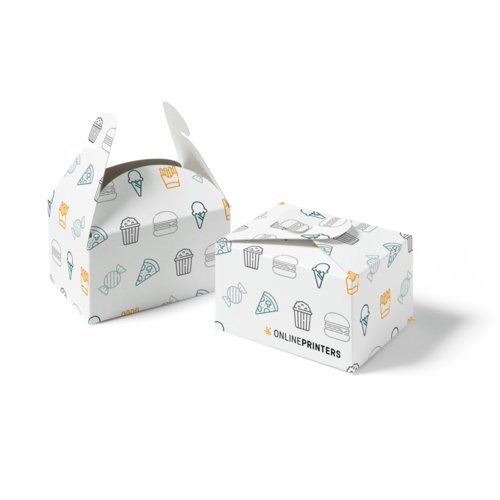 Geschenkbox aus Pappe mit Verschlusslasche.