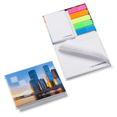 Papier Haftnotiz-Sets mit Notizblcken und farbigen Markierungsstreifen.