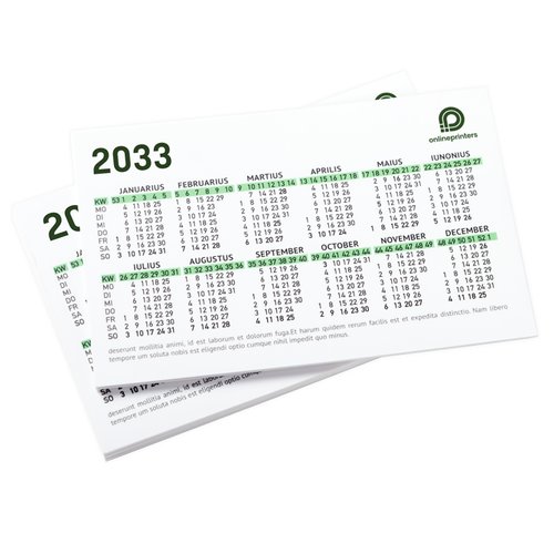 Papier-Taschenkalender, beidseitig bedruckbar.
