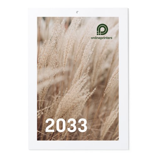 Papier Wandkalender mit Klebebindung und Aufhngeloch.
