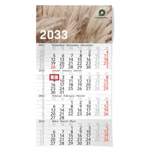 Papier-Monatskalender zum Aufhngen mit Monatsbersicht.