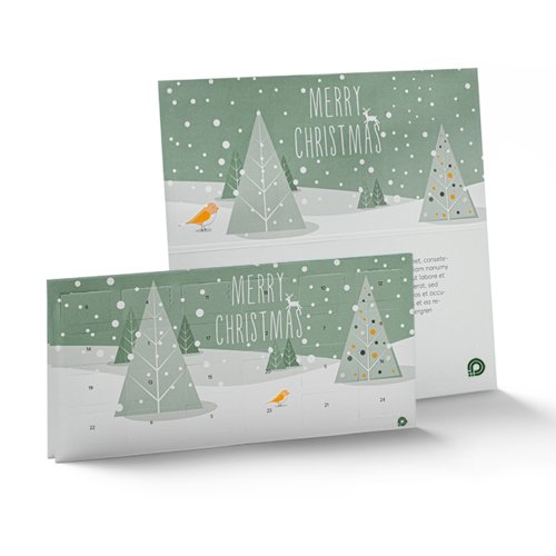 Weihnachtlicher Papier-Adventskalender zum Aufklappen.