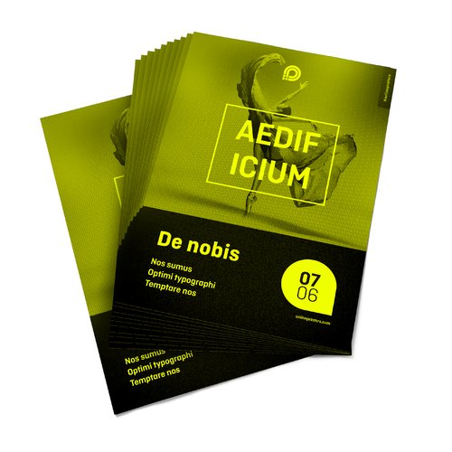 Neongelbe Papier-Plakate.