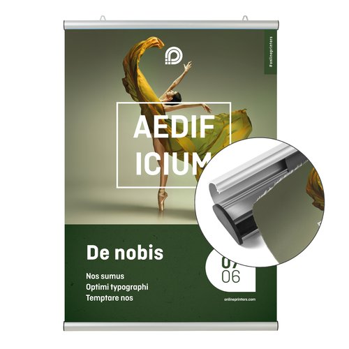 Textil-Poster mit Aufhngesystem.