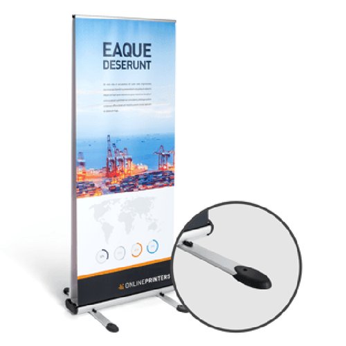 Rollup aus wetterfestem Material mit stabilem Standfu.