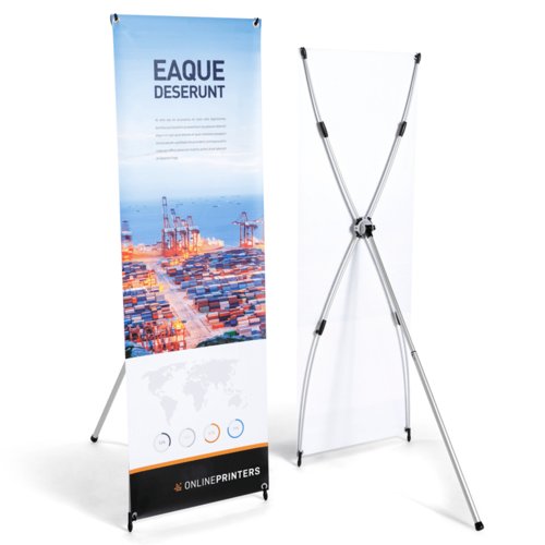 X-Banner mit flexibler, leichter Rahmenkonstruktion.