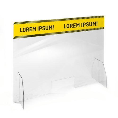 Transparente Plexiglaswand mit F��en.