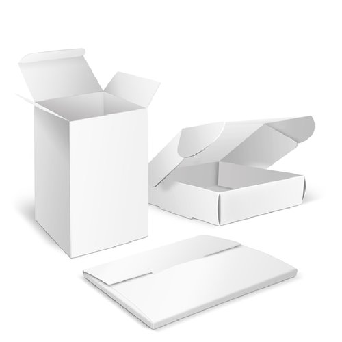 Weie Verpackung aus Karton in verschiedenen Ausfhrungen.
