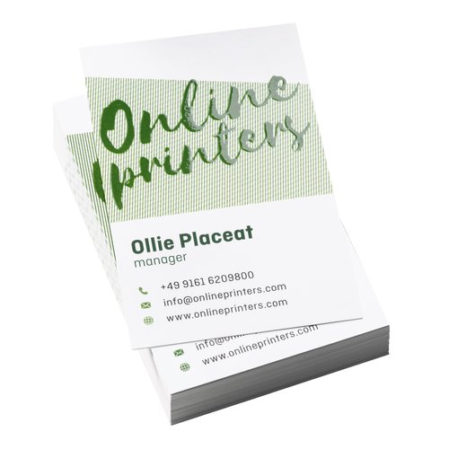 Papier-Visitenkarten mit partiellem Relieflack.