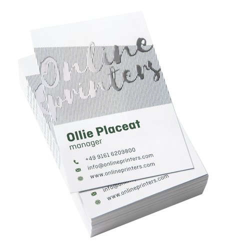 Papier-Visitenkarten mit partieller Hei�folienpr�gung.