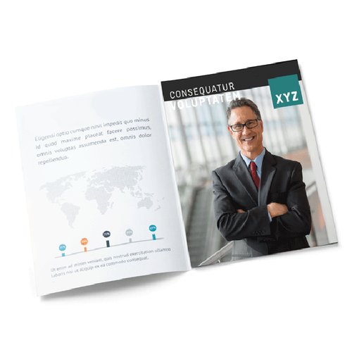 Gefaltete Papier-Brosch�re mit mehreren Seiten.