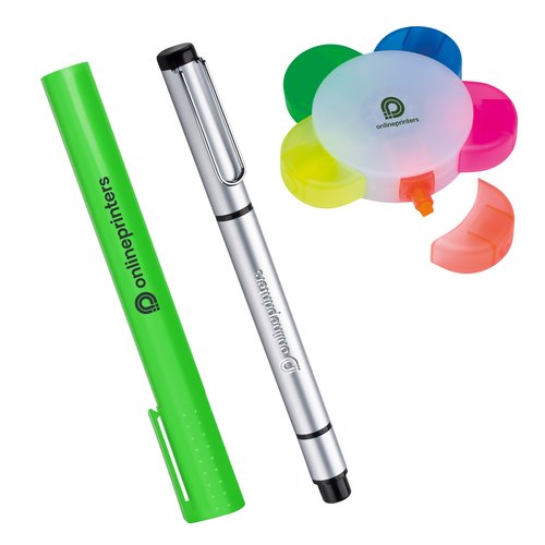 Textmarker aus Kunststoff mit abnehmbarer Kappe.