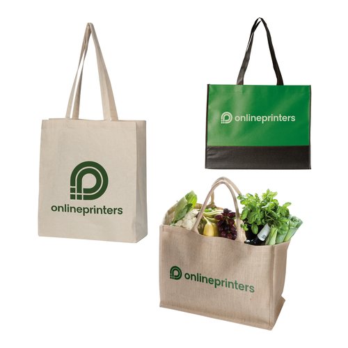 Farbige Stofftasche mit Tragegriffen.