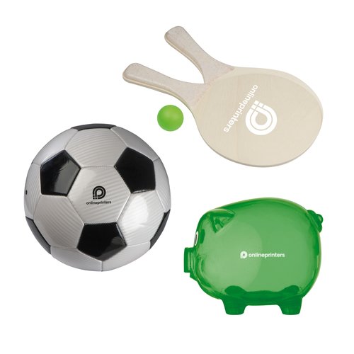 Spieleset bestehend aus Ball, Schlger und Spardose.