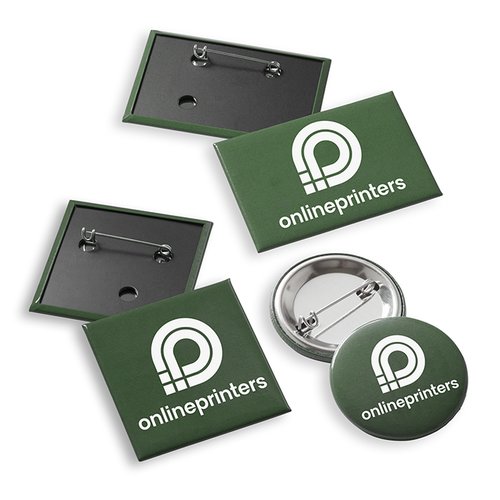 Metall Button mit Nadelverschluss auf der Rckseite.