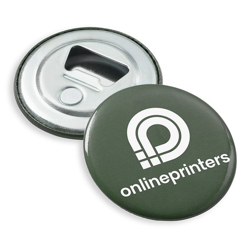 Metall-Flaschenffner-Button mit runder Form.