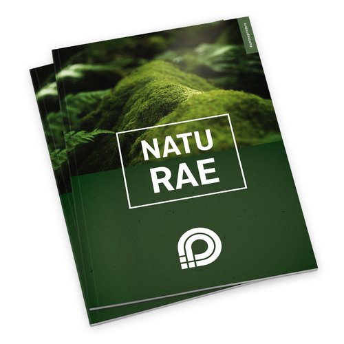 Katalog aus ko- und Naturpapier.