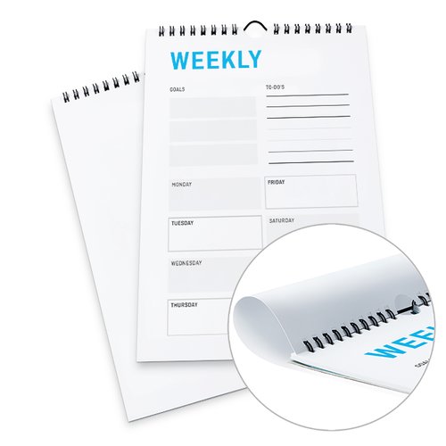 Papier Wochenkalender mit Spiralbindung.