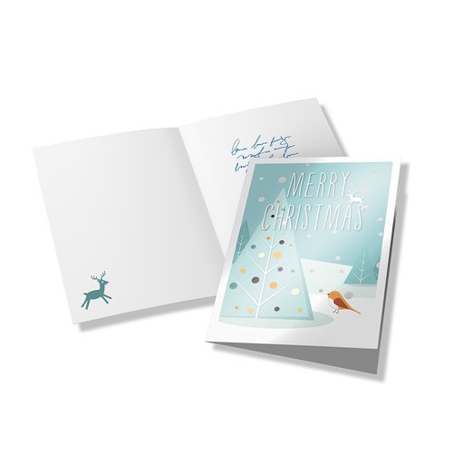 Weihnachts-Klappkarten mit Effektfarben.