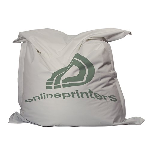 Weisser Sitzsack aus Stoff mit flexibler Form.