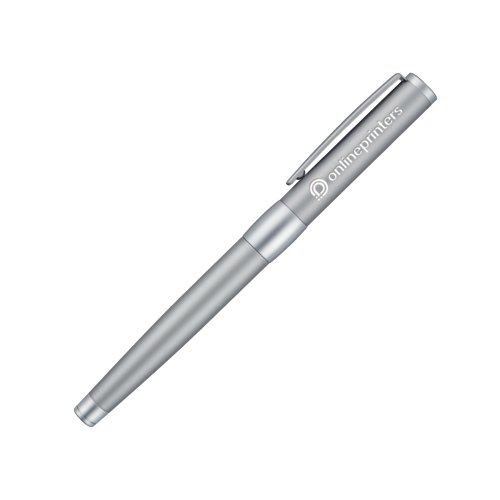 Chromfarbener Metall-Rollerball mit Kappe und Clip.