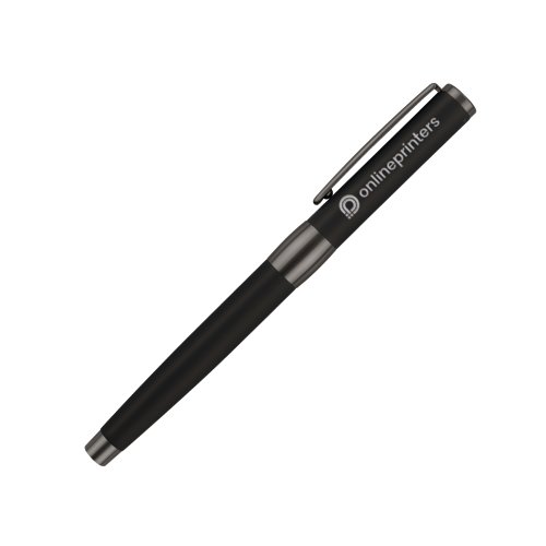 Schwarzer Rollerball aus Metall mit Clip.