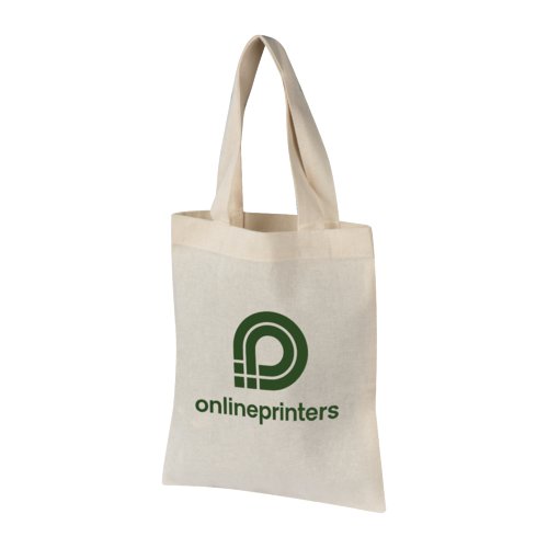 Naturfarbene Stofftasche mit kurzen Henkeln.