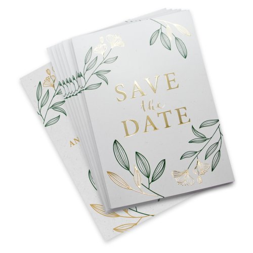 Papier-Hochzeitskarten mit partiellem Heifoliendruck.