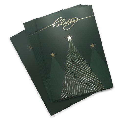 Weihnachtliche Postkarten mit partiellem Heifoliendruck.