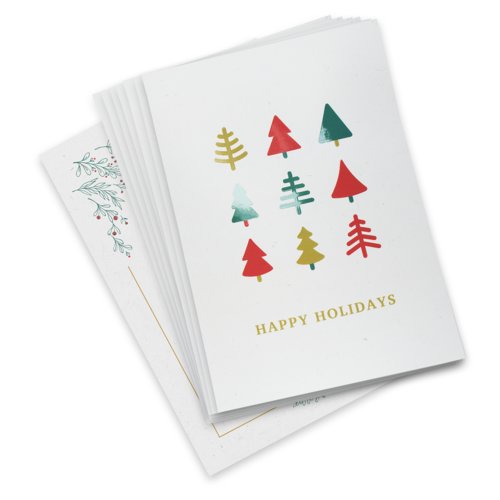 Papier Weihnachtspostkarten mit partiellem UV-Lack.