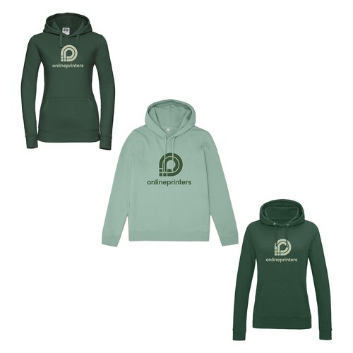 Damen Hoodie aus Stoff mit Kapuze und Kngurutasche.