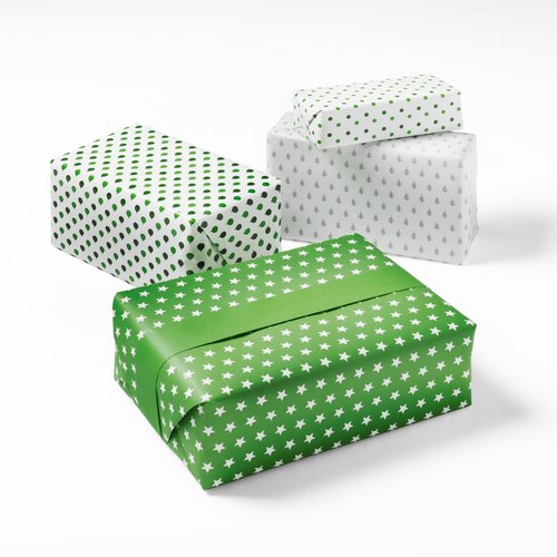 Geschenkpapier mit Effektfarben.