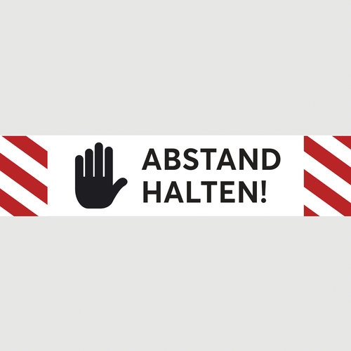 Abstand halten! Handsymbol (rot-weiß)