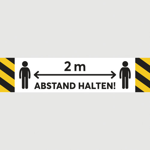 Abstand halten! Personen 2 m (gelb-schwarz)