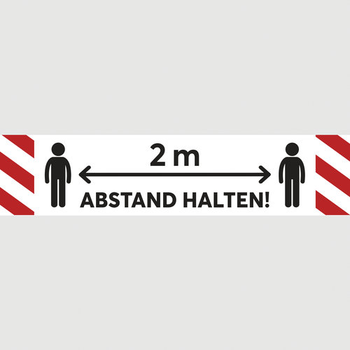 Abstand halten! Personen 2 m (rot-weiß)