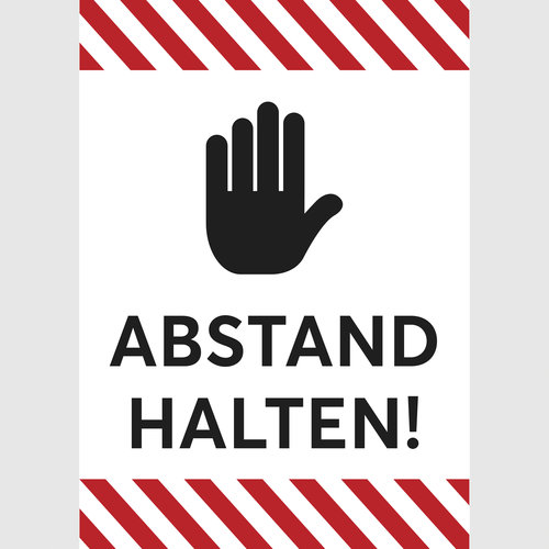 Abstand halten! Handsymbol (rot-weiß)